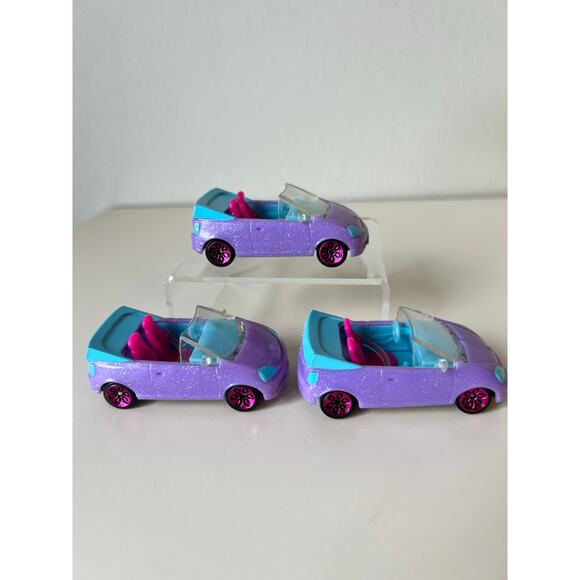 Vintage Polly Pocket 2007 Sparkly Violet Teal Convertible Toy Car Lot of 3 - Picture 2 of 7